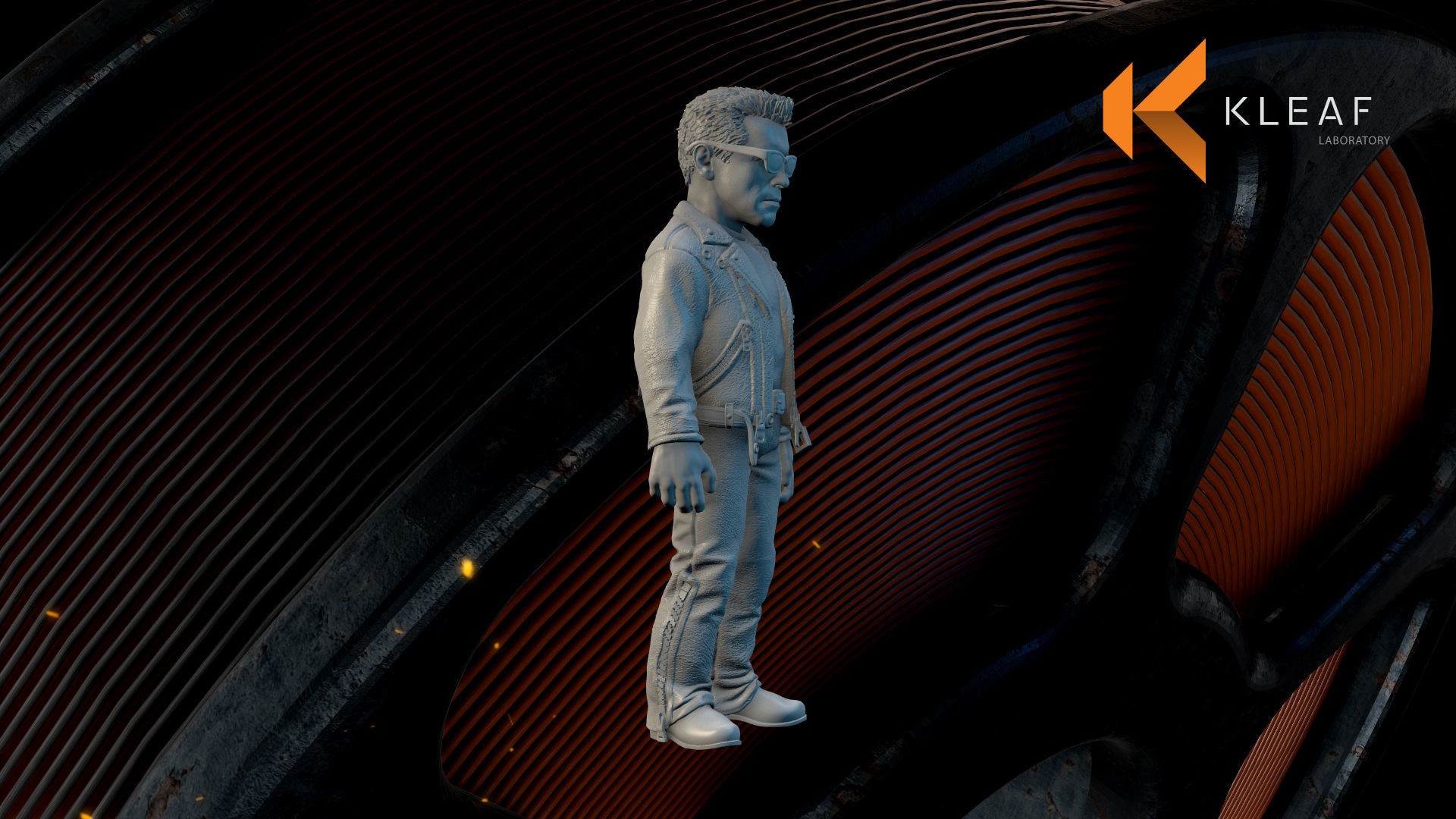 Terminator 3D print model figure on desk 3D print model_18