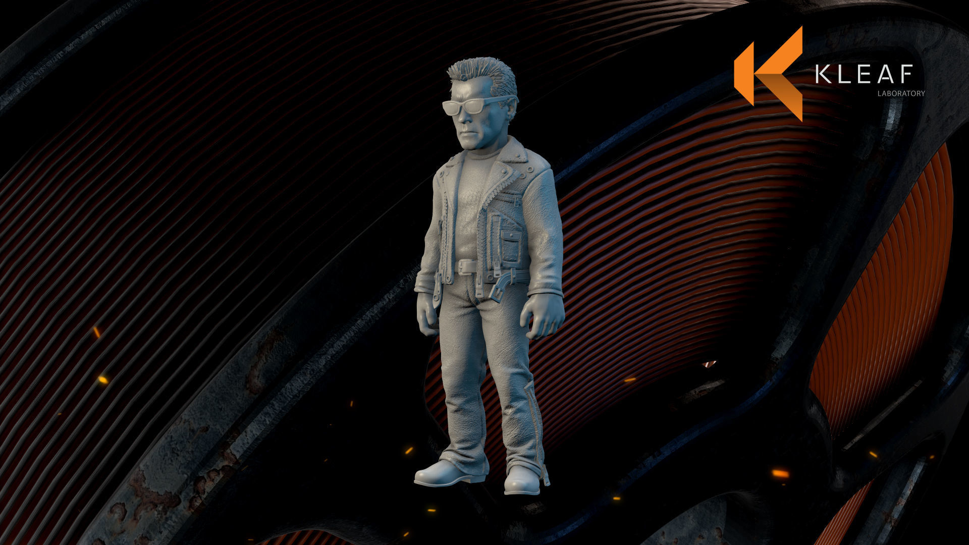 Terminator 3D print model figure on desk 3D print model_3