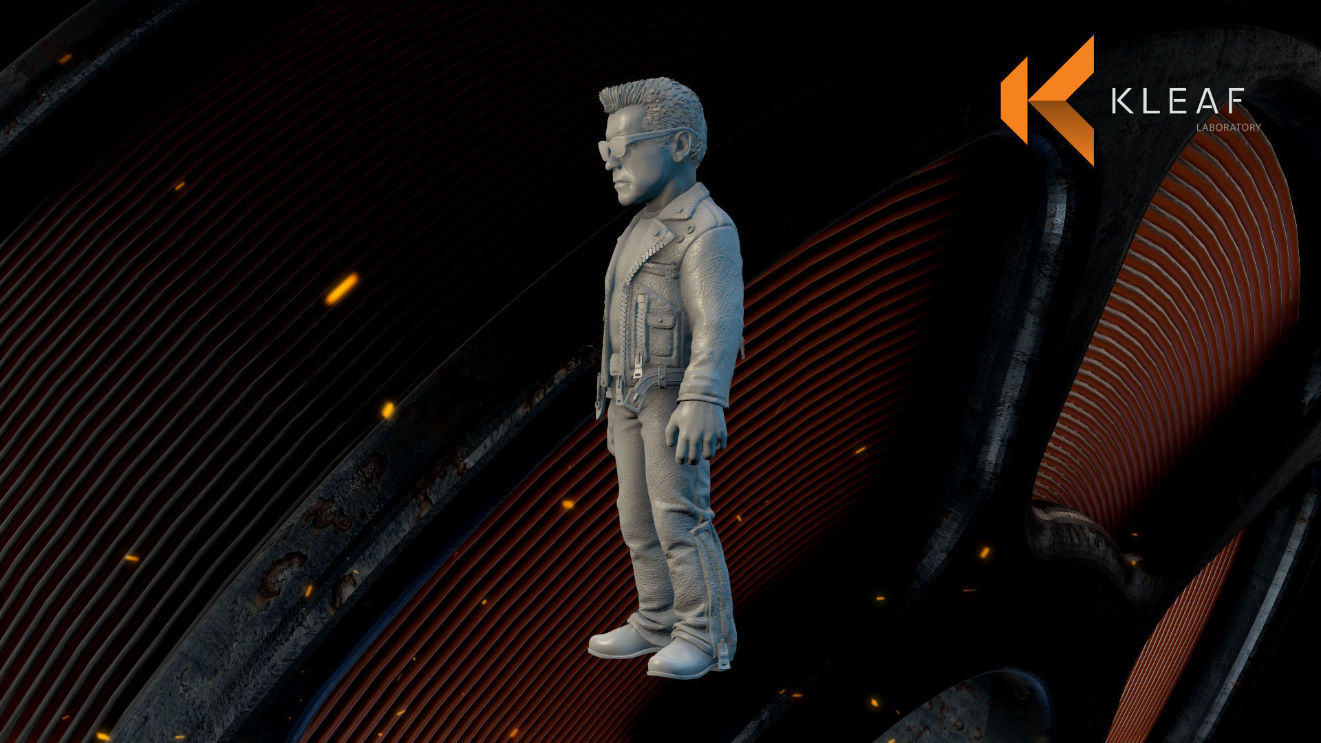 Terminator 3D print model figure on desk 3D print model_5