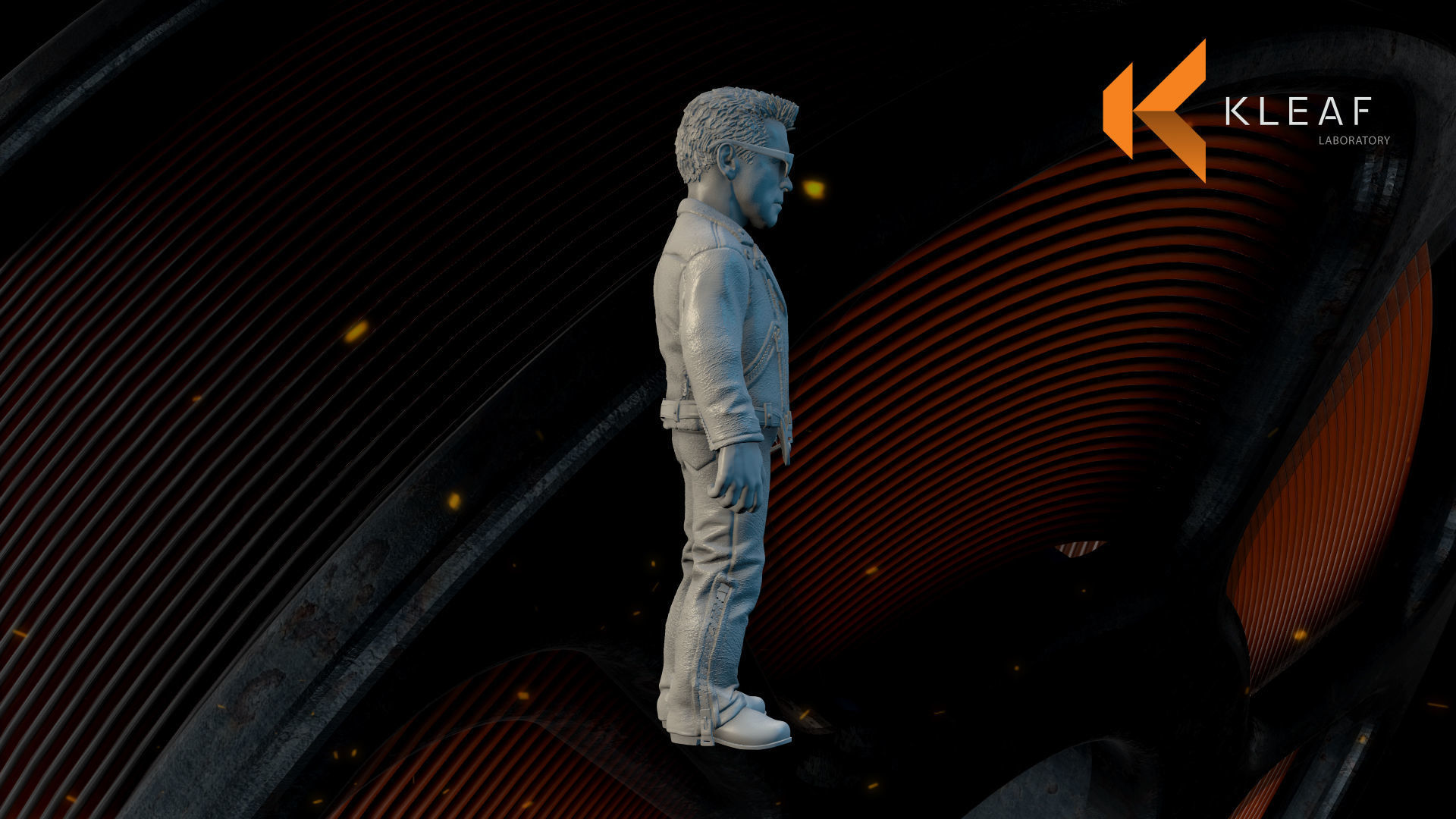 Terminator 3D print model figure on desk 3D print model_12