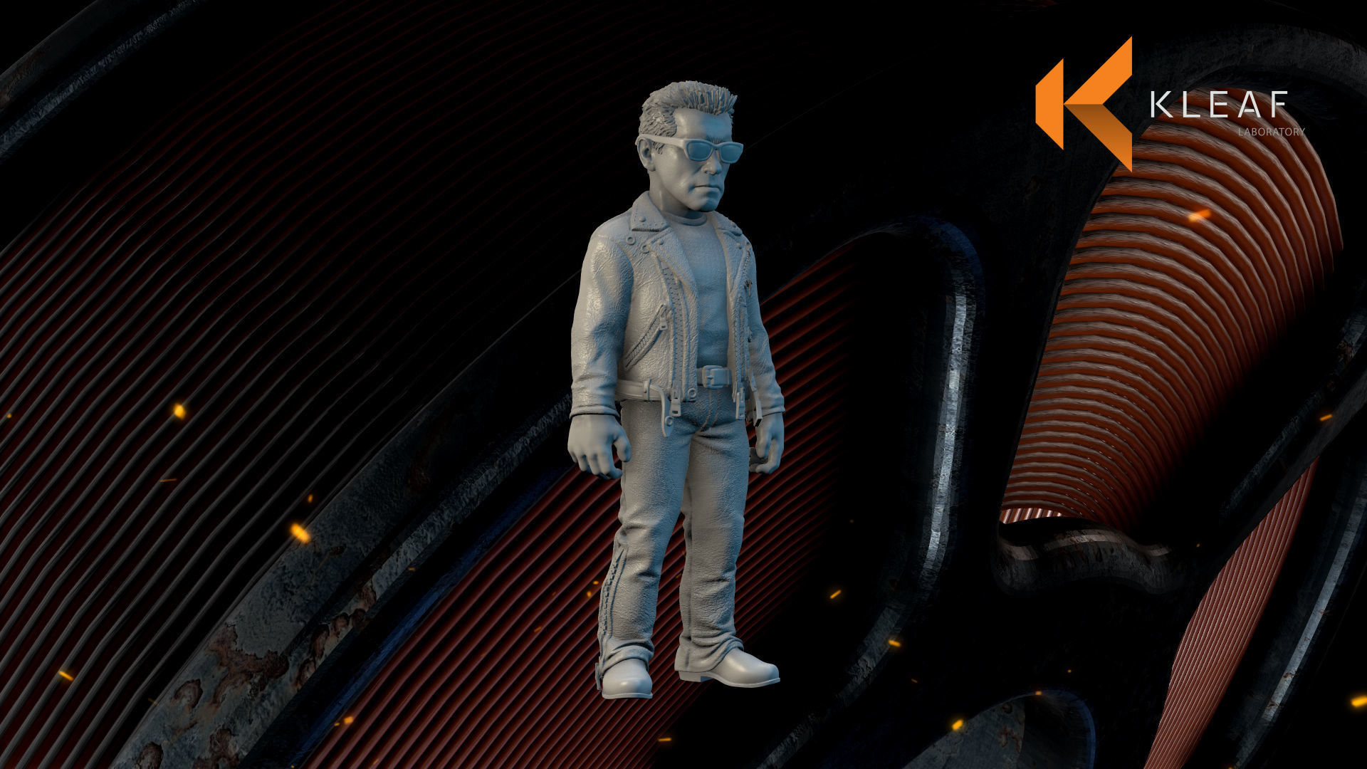 Terminator 3D print model figure on desk 3D print model_10