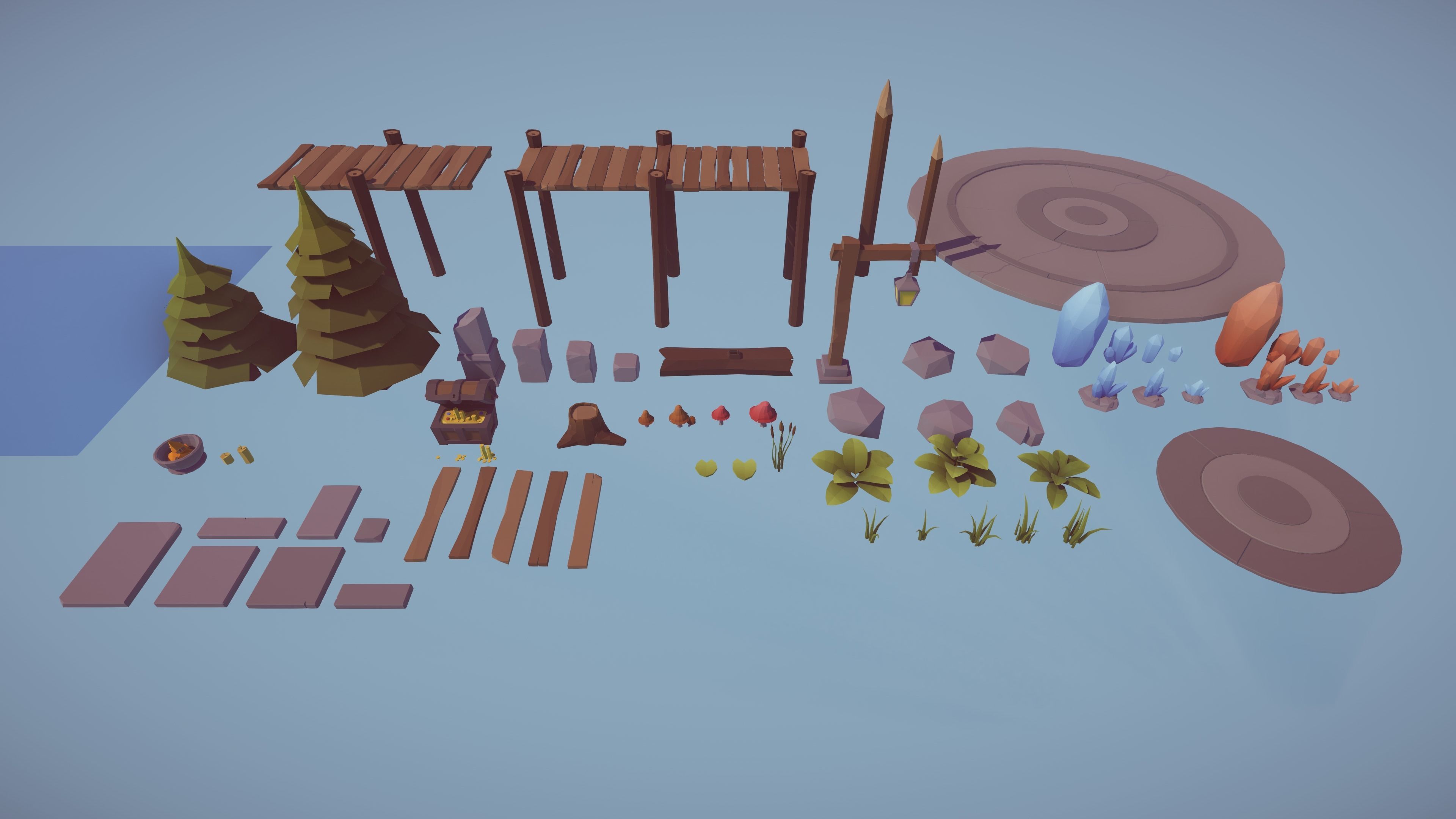 Low Poly Fantasy Battle Arena Low-poly 3D model_4