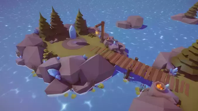 Low Poly Fantasy Battle Arena Low-poly 3D model