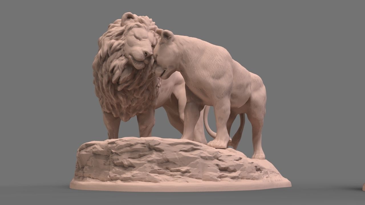 Lions lion and lioness 3D print model_1
