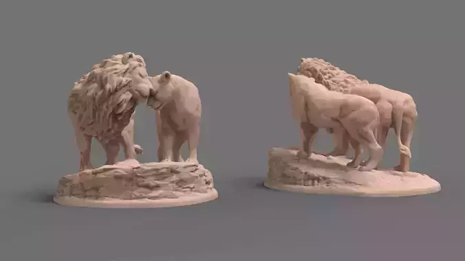 Lions lion and lioness 3D print model