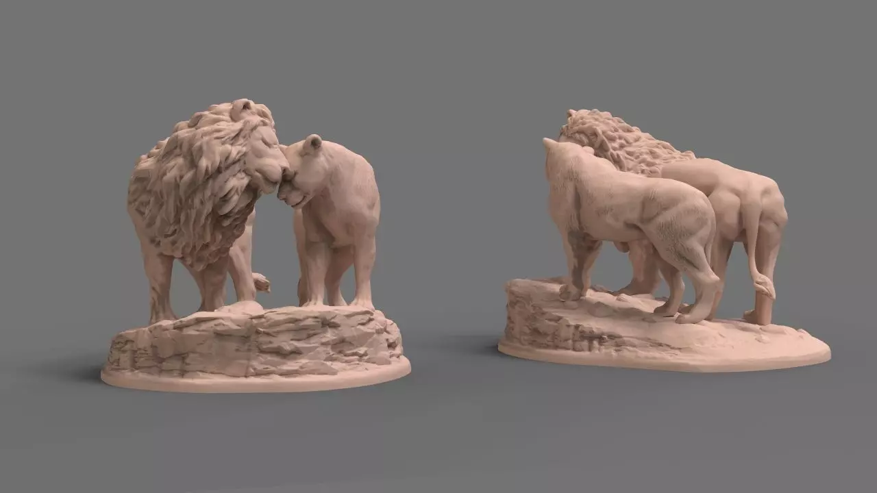Lions lion and lioness 3D print model_0