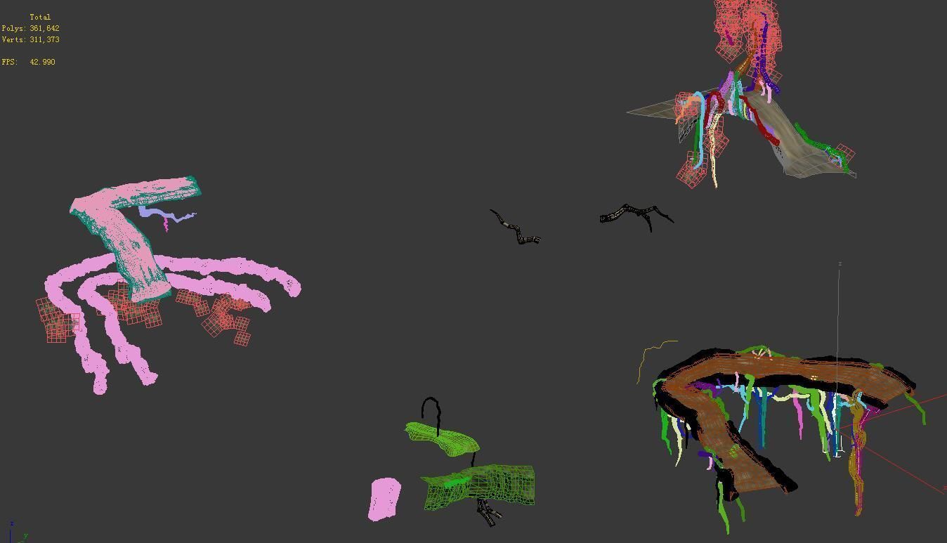 Game Model - Forest - Tree composition of mountain road 3D model_1