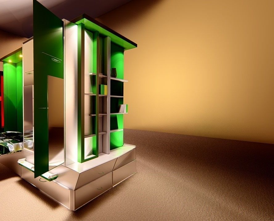 wardrobe and bed design 2 green and white  3D model_4