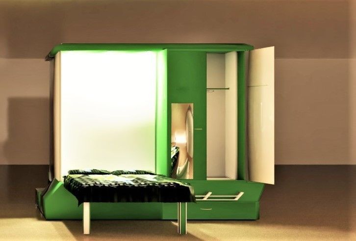 wardrobe and bed design 2 green and white  3D model_12