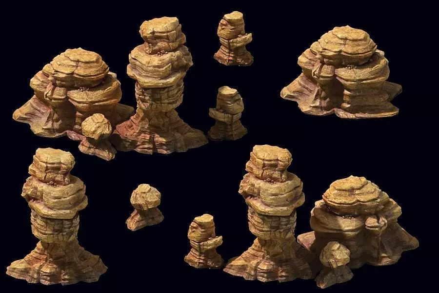 Game Model - Desert Gobi - Wind Stone 06 3D model_0
