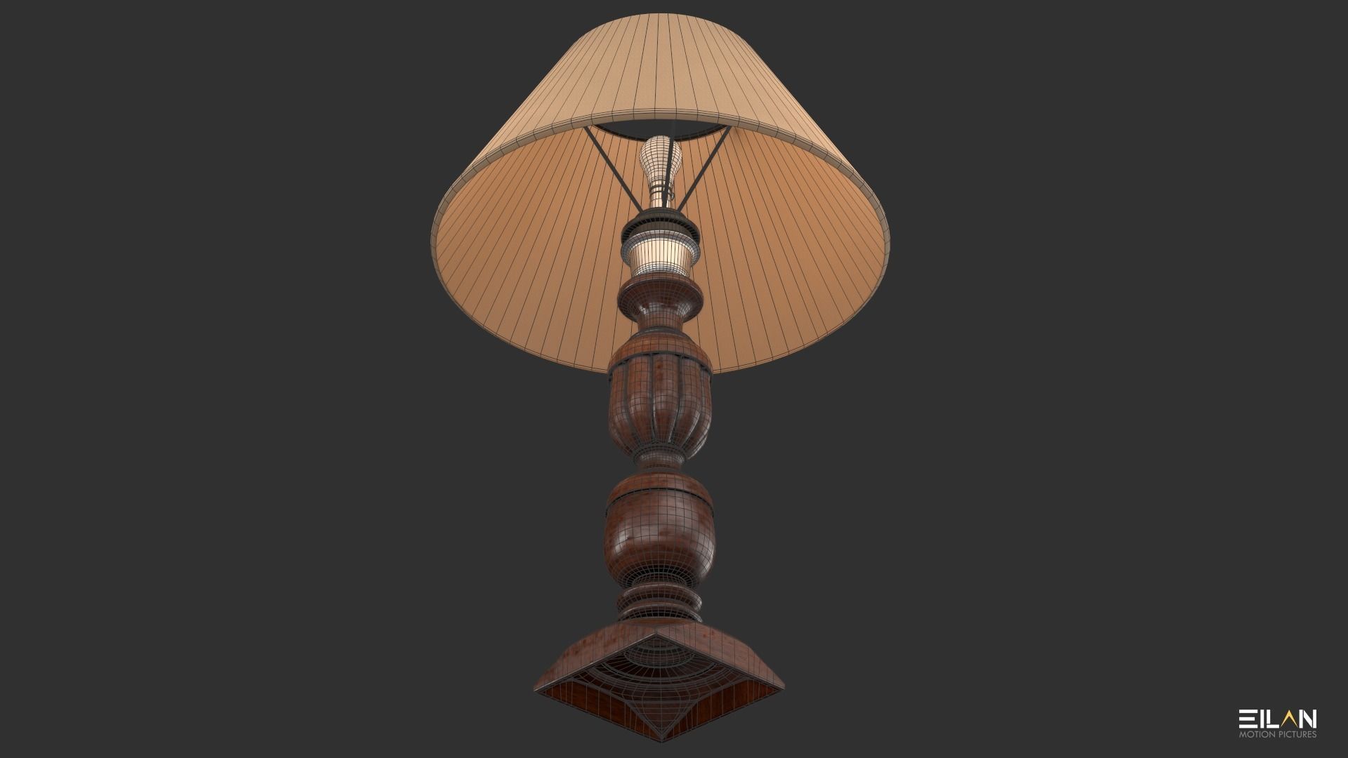 Wooden Lamp Shade Low-poly 3D model_6