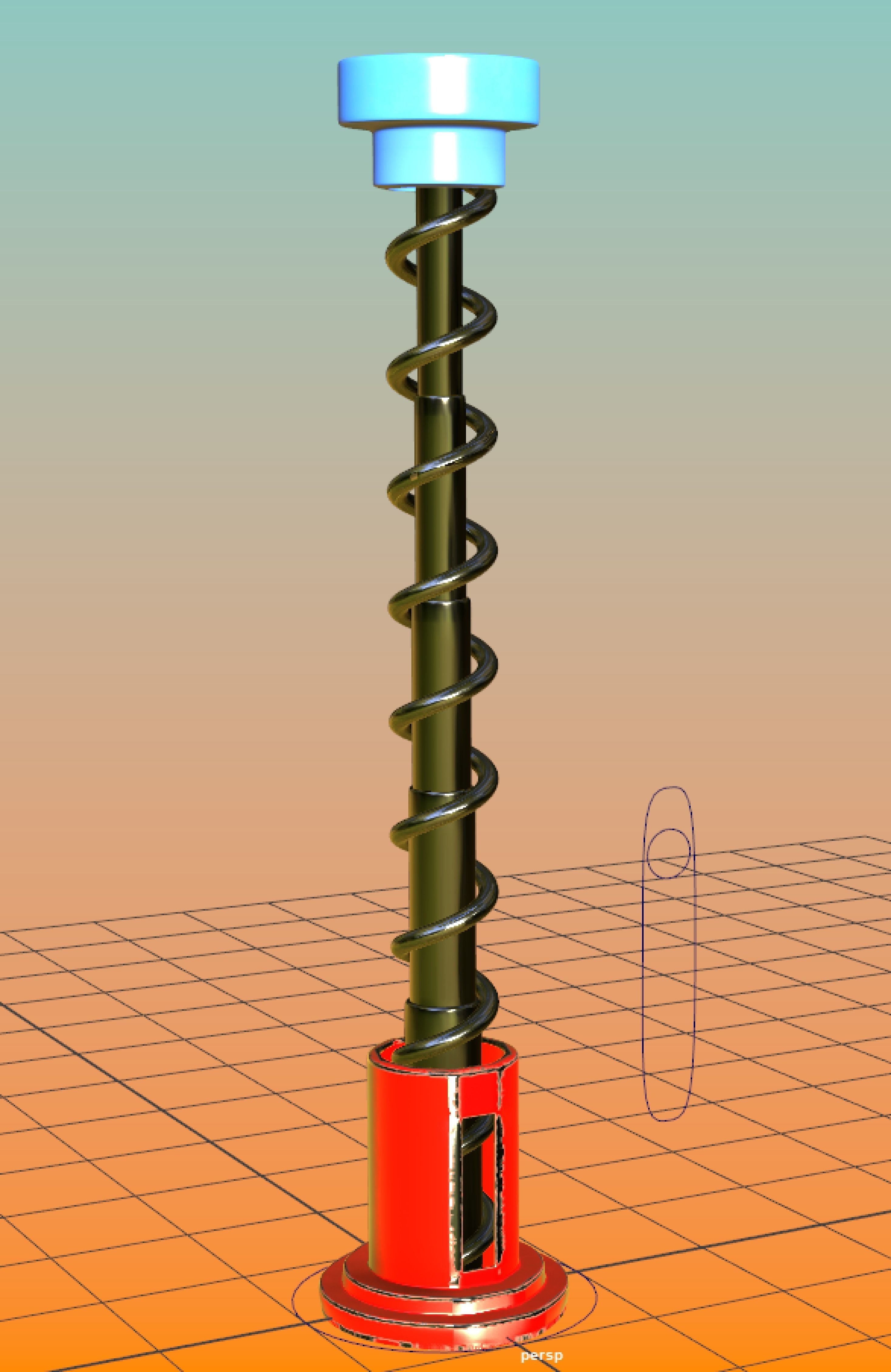 Rigged Spring coil for pinball or balls animation Low-poly 3D model_1