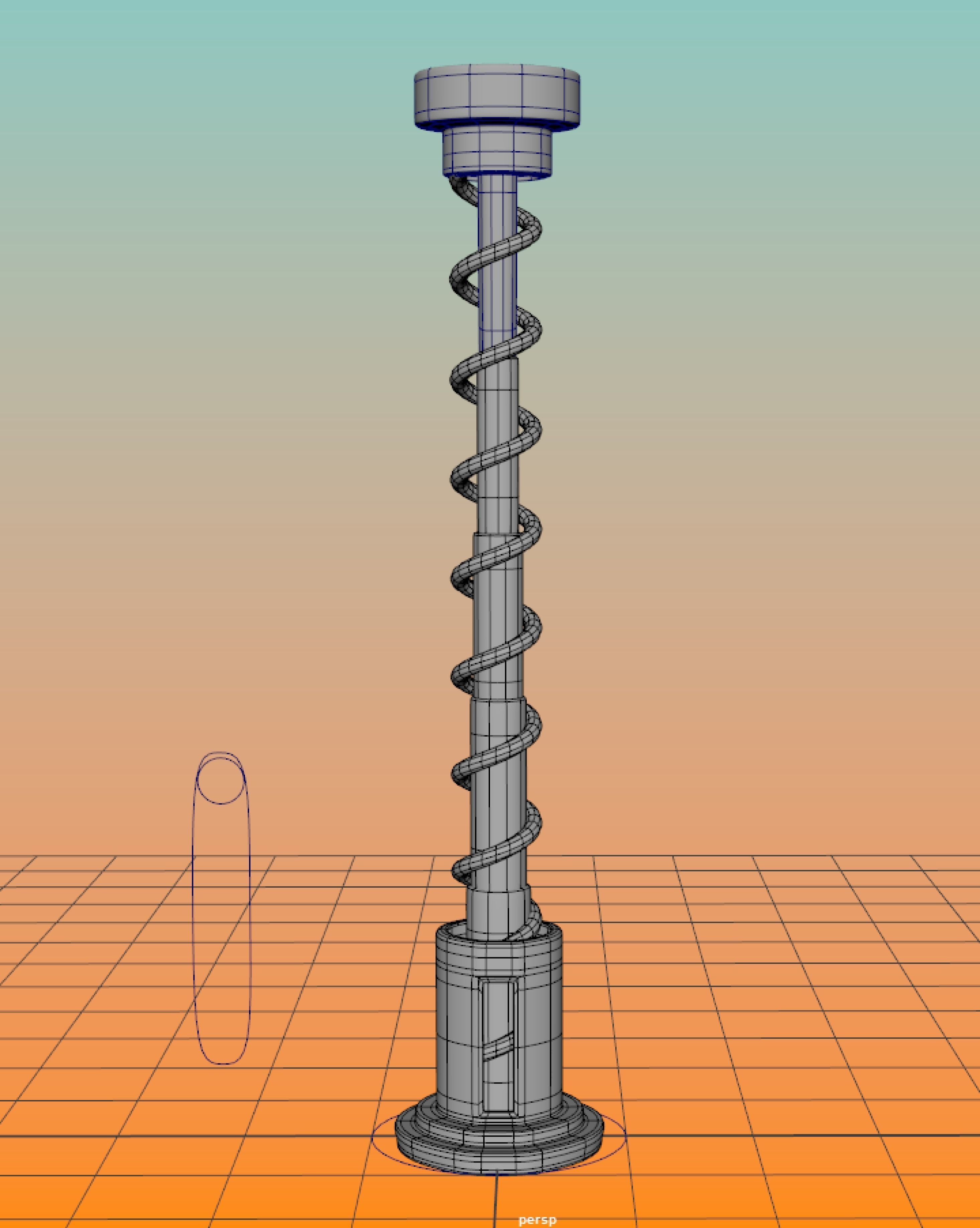 Rigged Spring coil for pinball or balls animation Low-poly 3D model_2