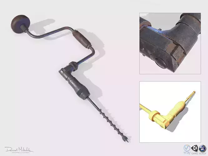 Old Retro Drill PBR  Low-poly 3D model