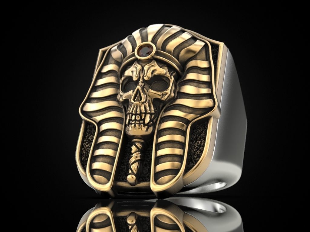 Pharaoh Skull Ring 3D print model_2