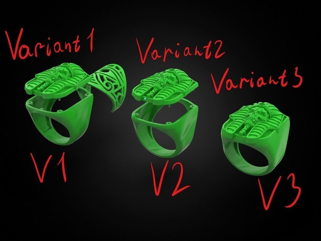 Pharaoh Skull Ring 3D print model_15