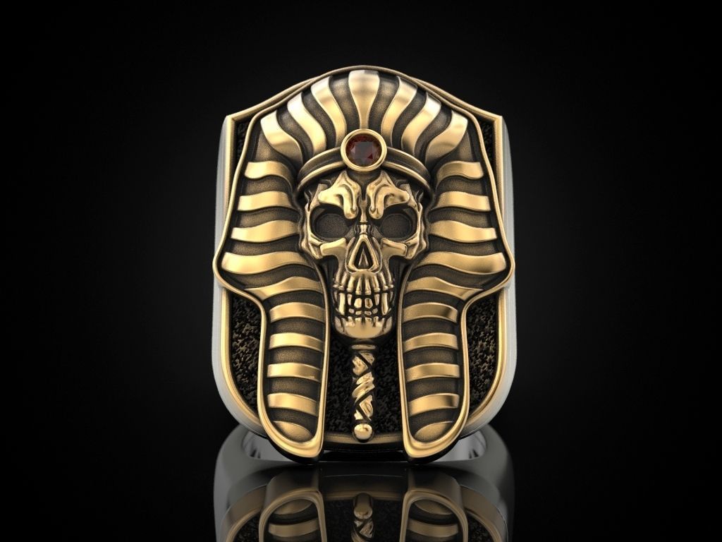 Pharaoh Skull Ring 3D print model_5