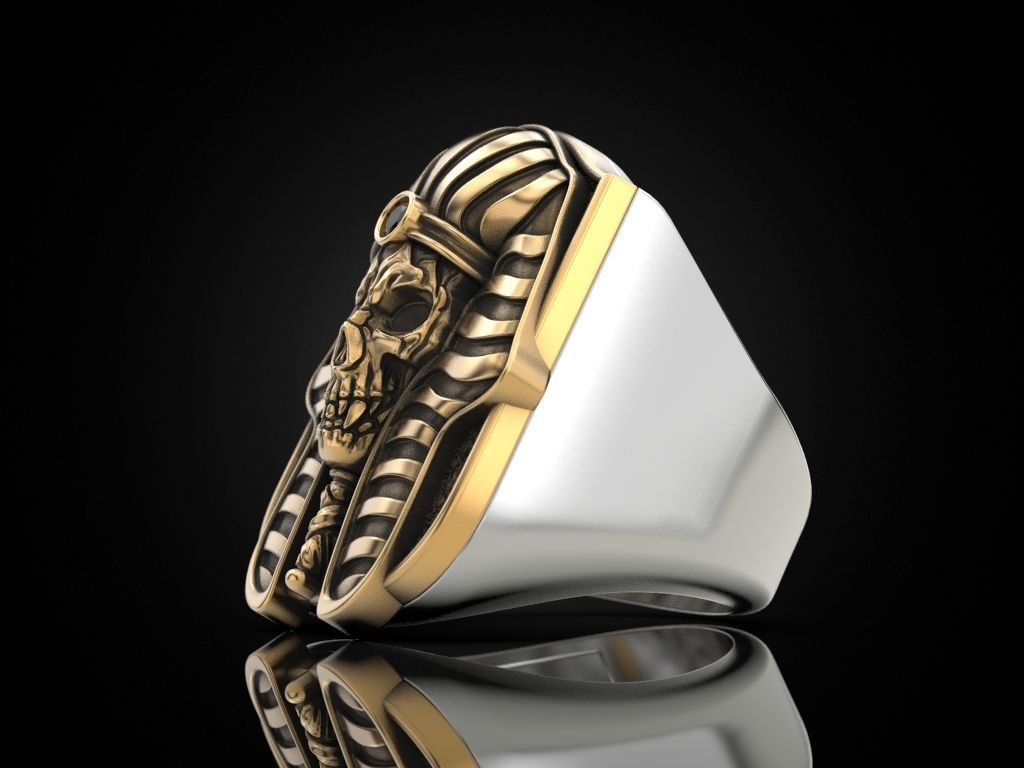 Pharaoh Skull Ring 3D print model_6