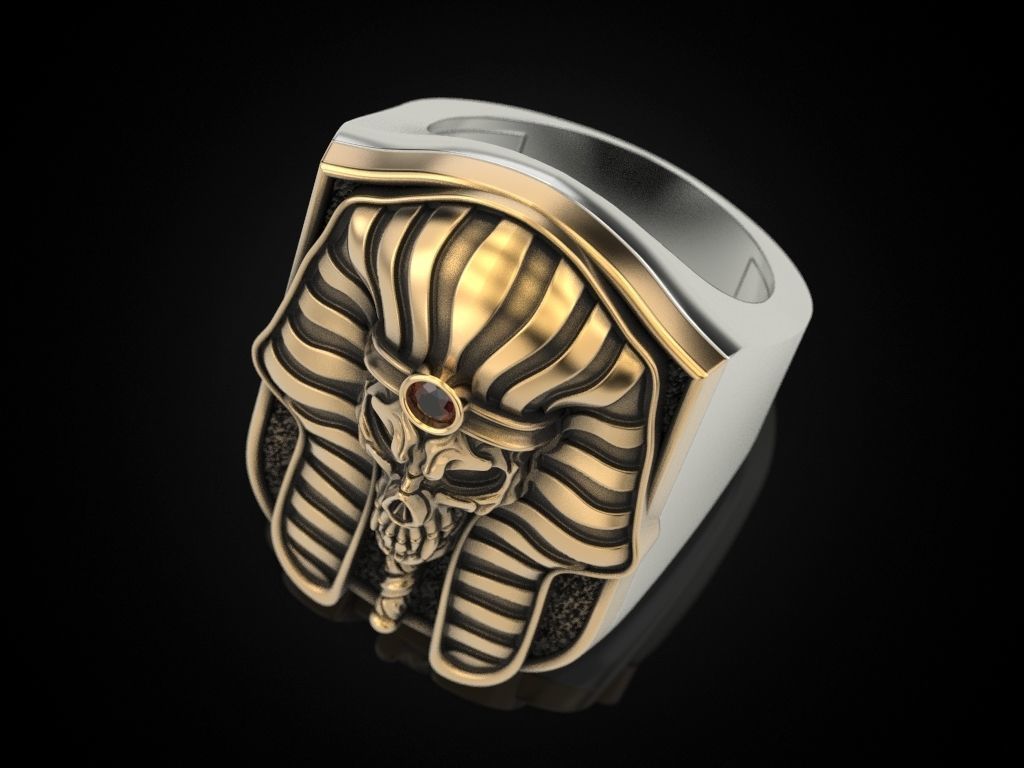 Pharaoh Skull Ring 3D print model_7