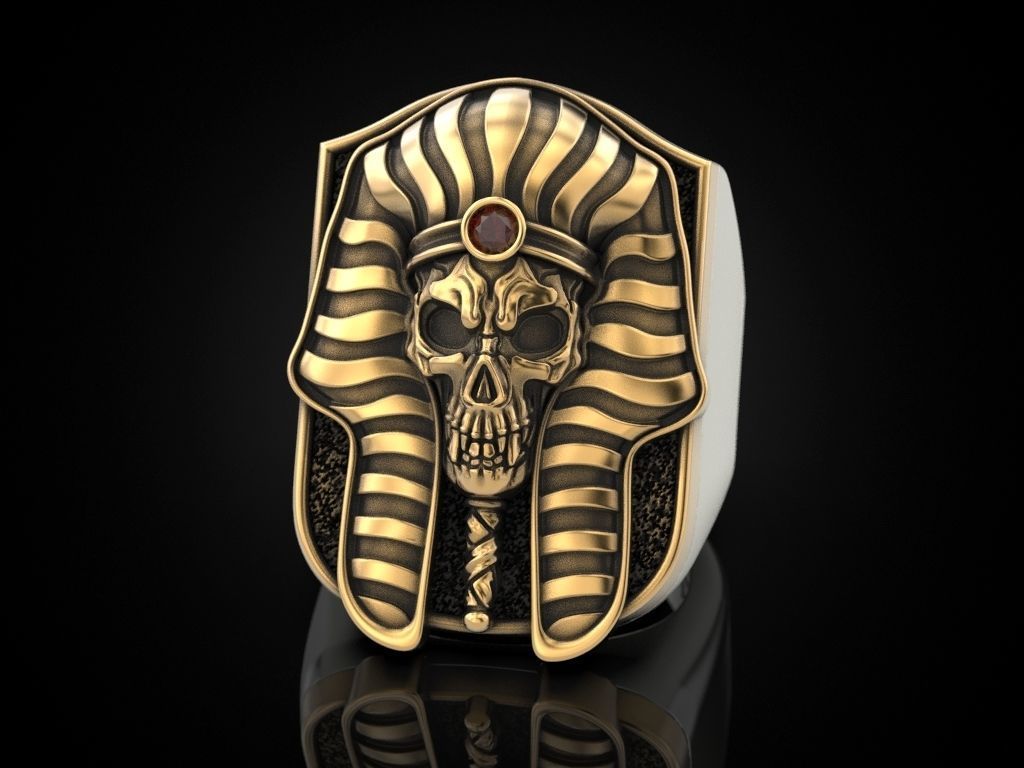 Pharaoh Skull Ring 3D print model_1
