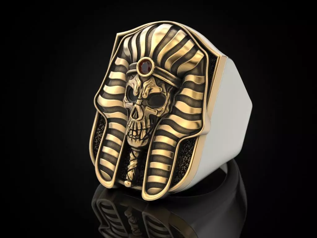 Pharaoh Skull Ring 3D print model_0