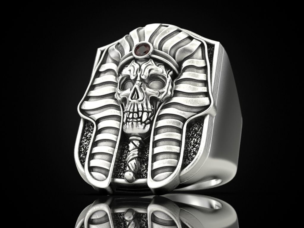 Pharaoh Skull Ring 3D print model_13