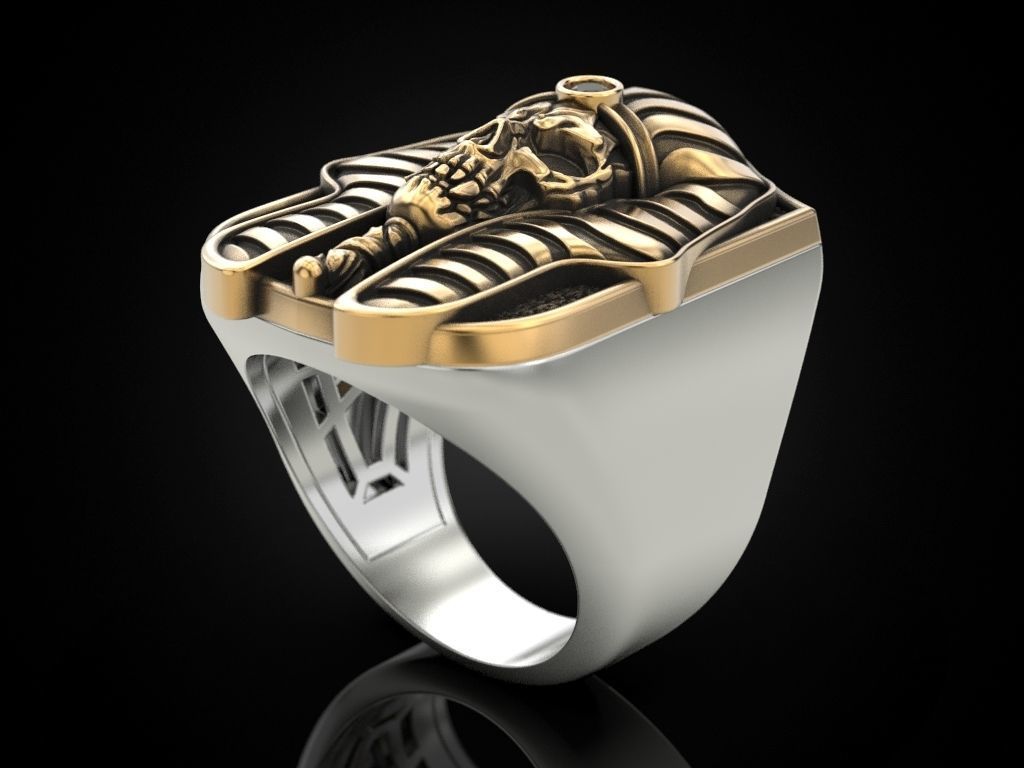 Pharaoh Skull Ring 3D print model_8