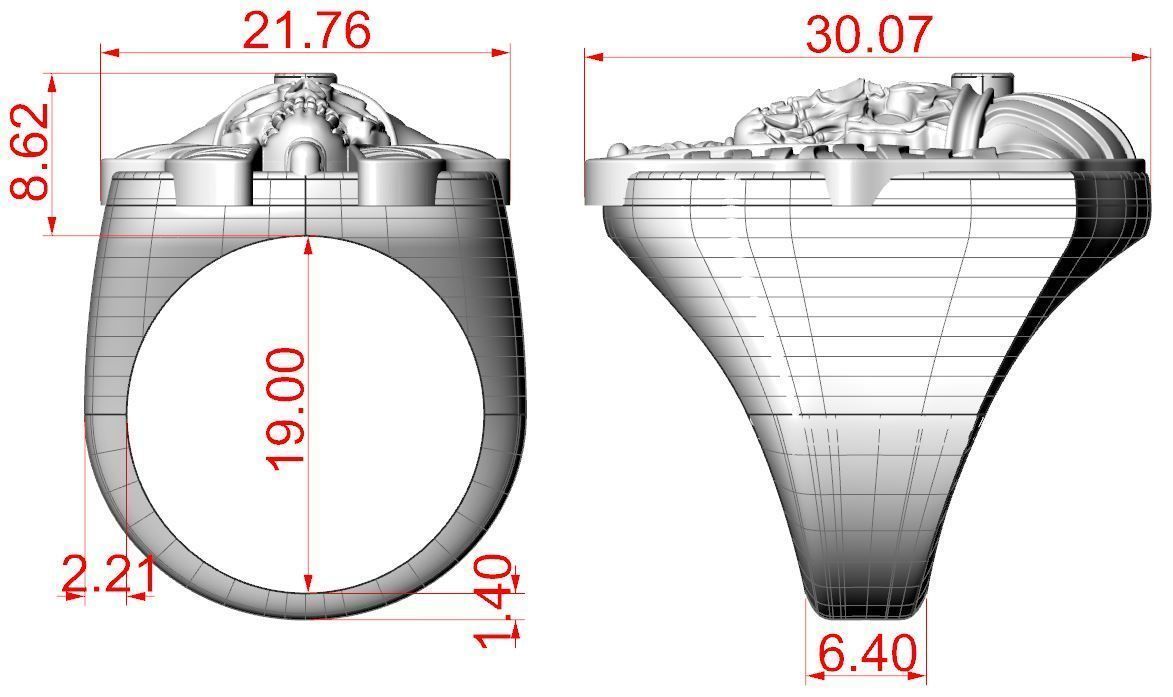 Pharaoh Skull Ring 3D print model_16