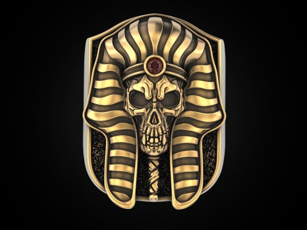 Pharaoh Skull Ring 3D print model_4
