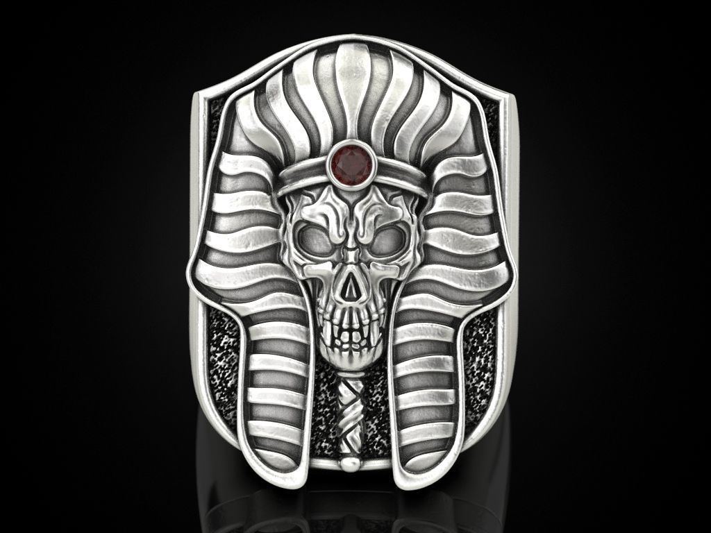 Pharaoh Skull Ring 3D print model_14