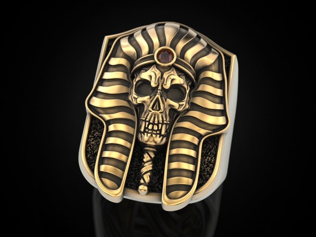 Pharaoh Skull Ring 3D print model_3