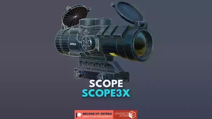 Weapon - Scope - 06 - Scope3X Low-poly 3D model