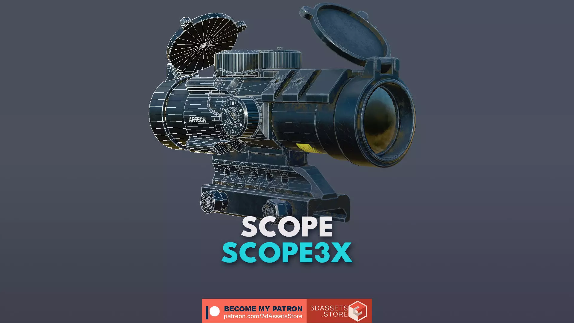 Weapon - Scope - 06 - Scope3X Low-poly 3D model_0
