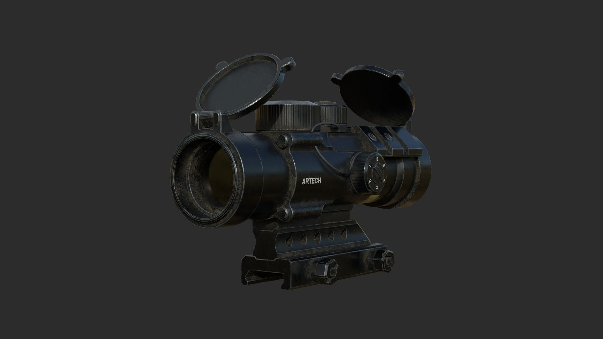 Weapon - Scope - 06 - Scope3X Low-poly 3D model_4
