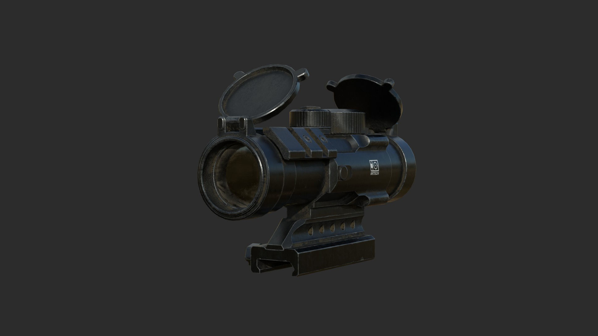Weapon - Scope - 06 - Scope3X Low-poly 3D model_8