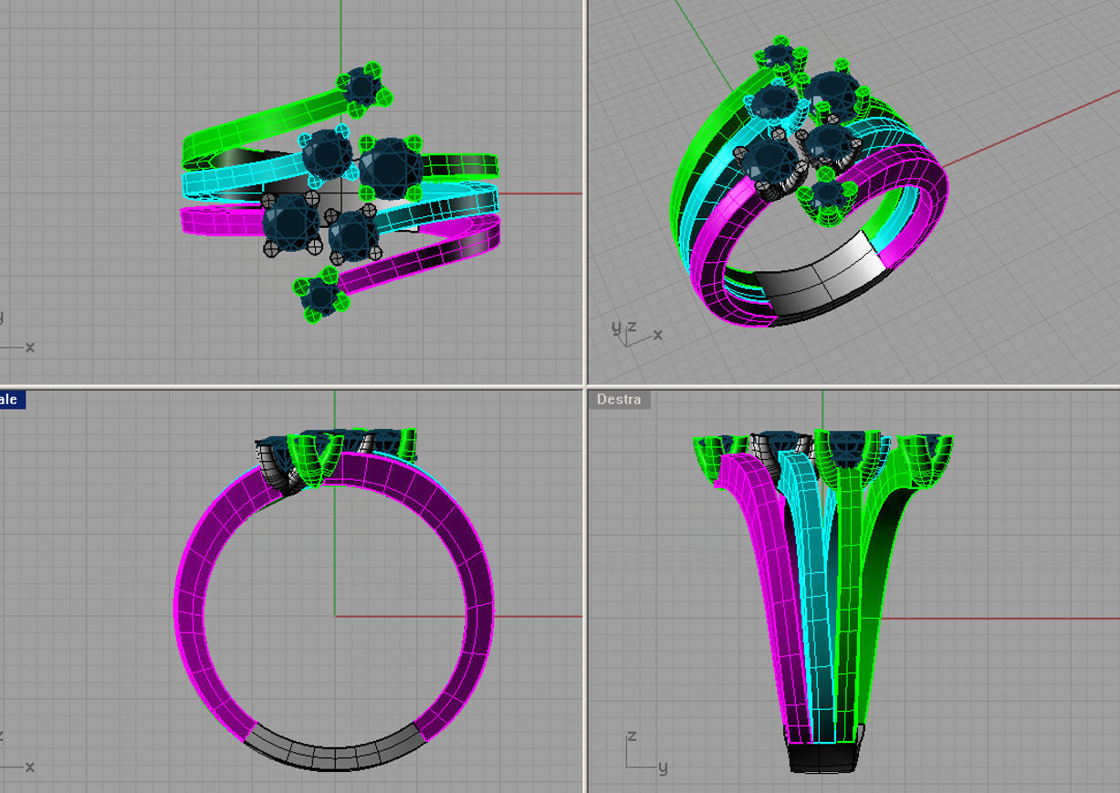 Golden Luxury Women Ring With Roundl Diamond 3D print model 3D print model_2