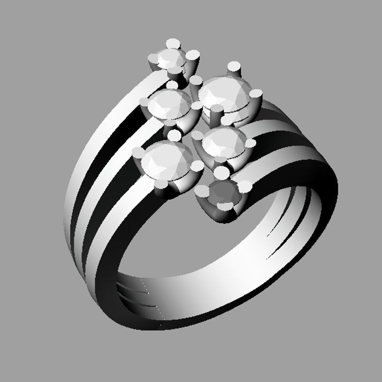 Golden Luxury Women Ring With Roundl Diamond 3D print model 3D print model_1