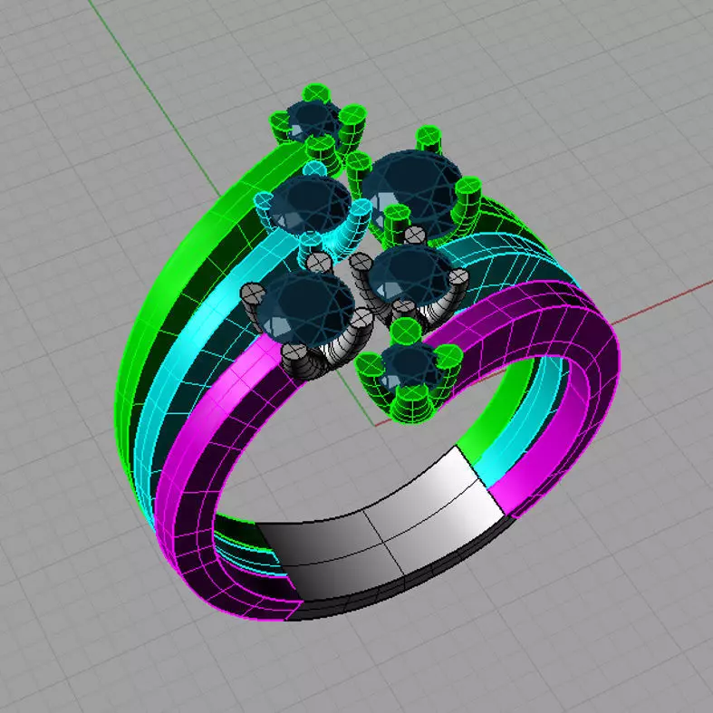 Golden Luxury Women Ring With Roundl Diamond 3D print model 3D print model_0