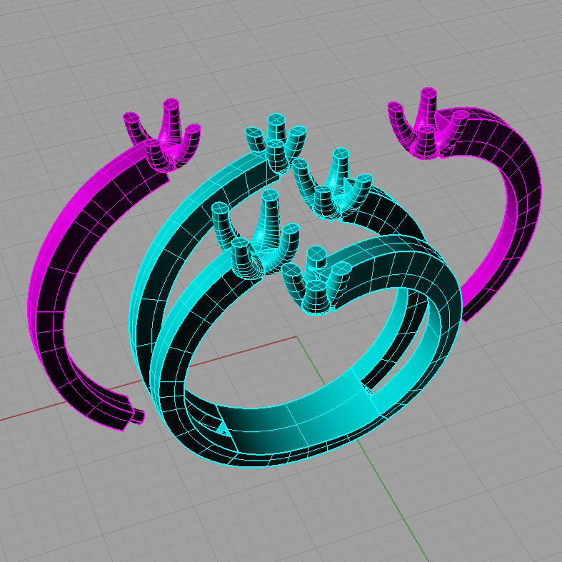 Golden Luxury Women Ring With Roundl Diamond 3D print model 3D print model_4