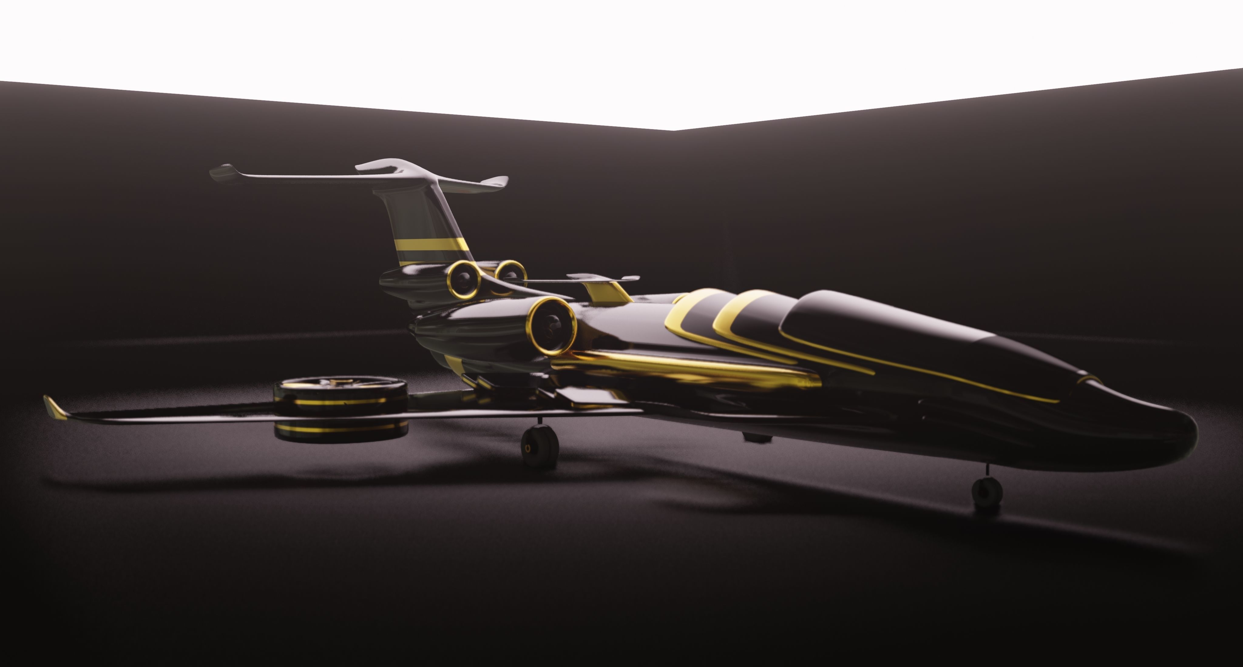 Airplane Black Generic Future 3D model_16