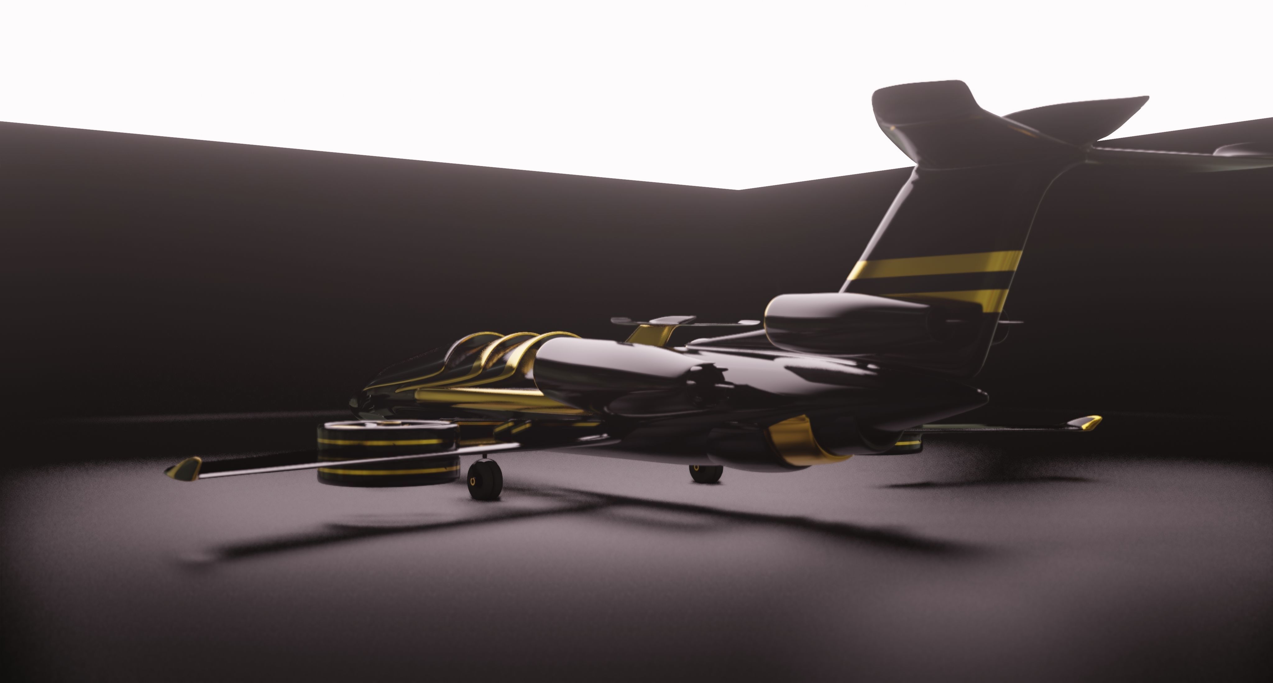Airplane Black Generic Future 3D model_2