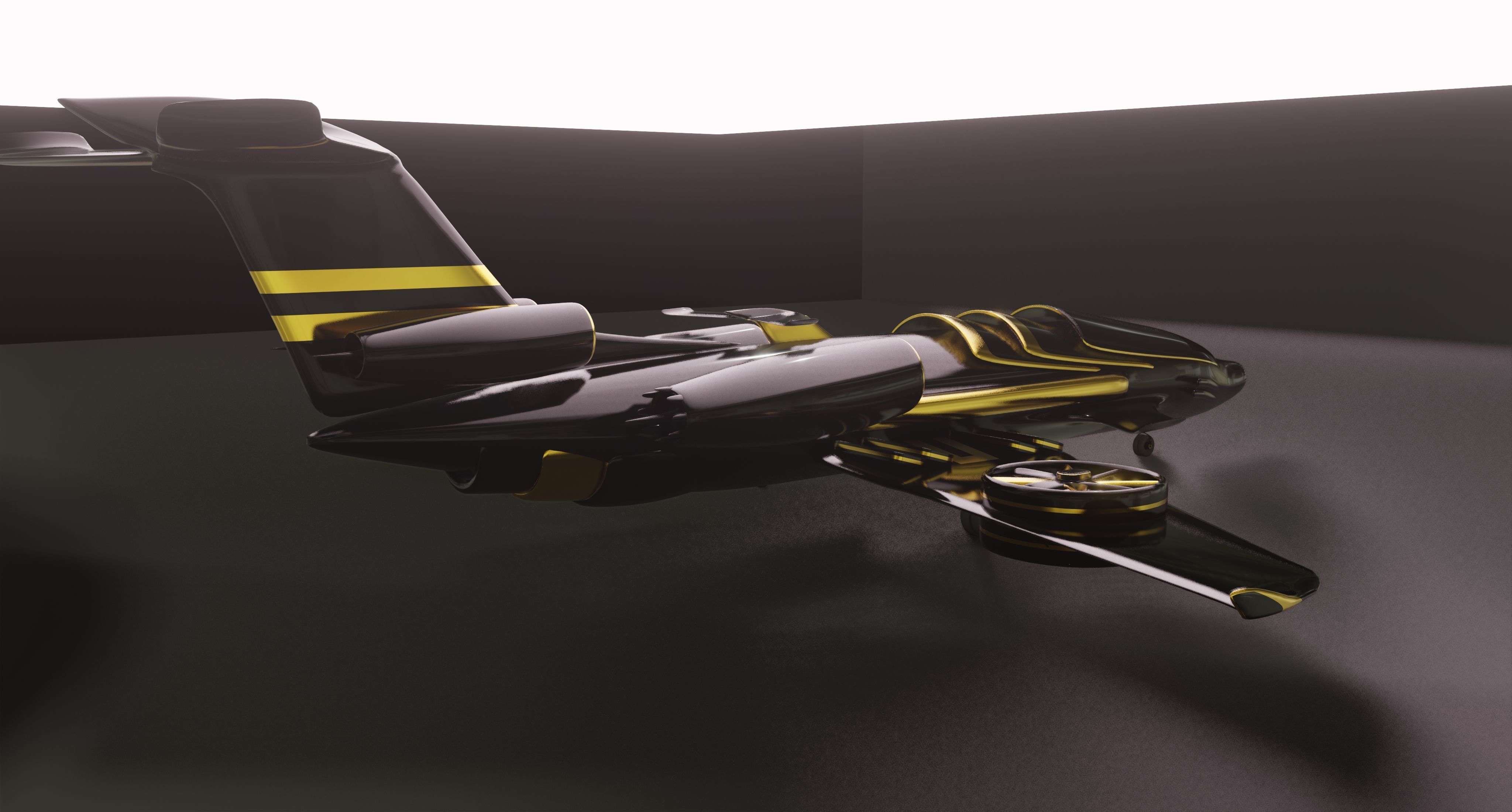 Airplane Black Generic Future 3D model_9