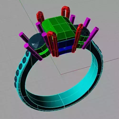 Emerald cut diamond ring 3D print model