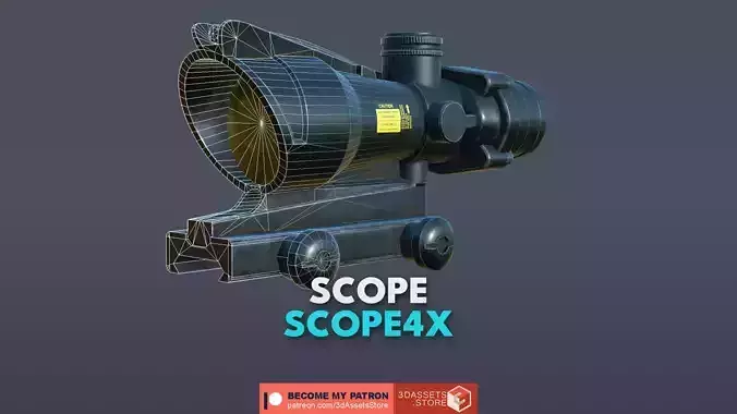 Weapon - Scope - 07 - Scope4X Low-poly 3D model
