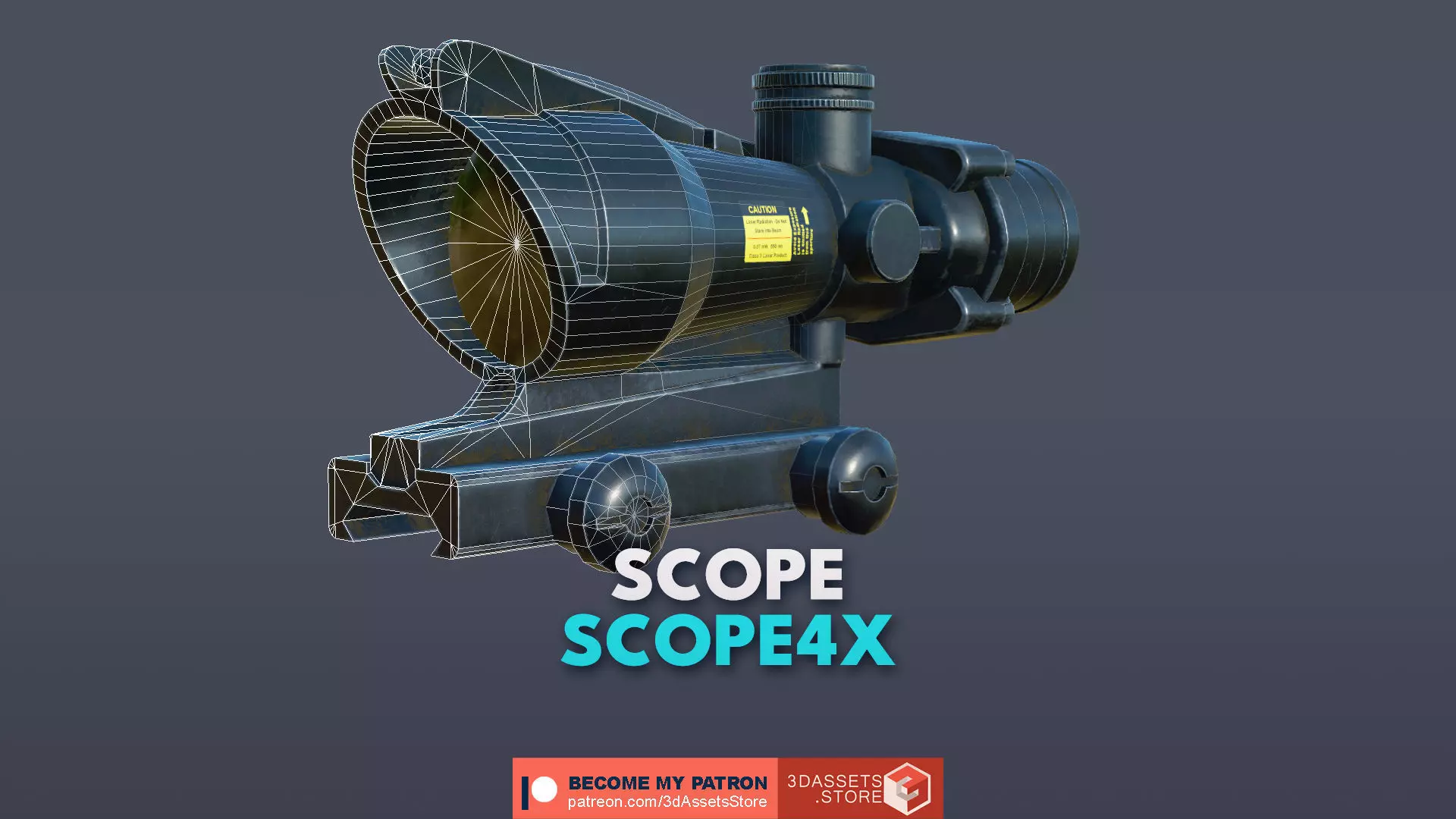 Weapon - Scope - 07 - Scope4X Low-poly 3D model_0