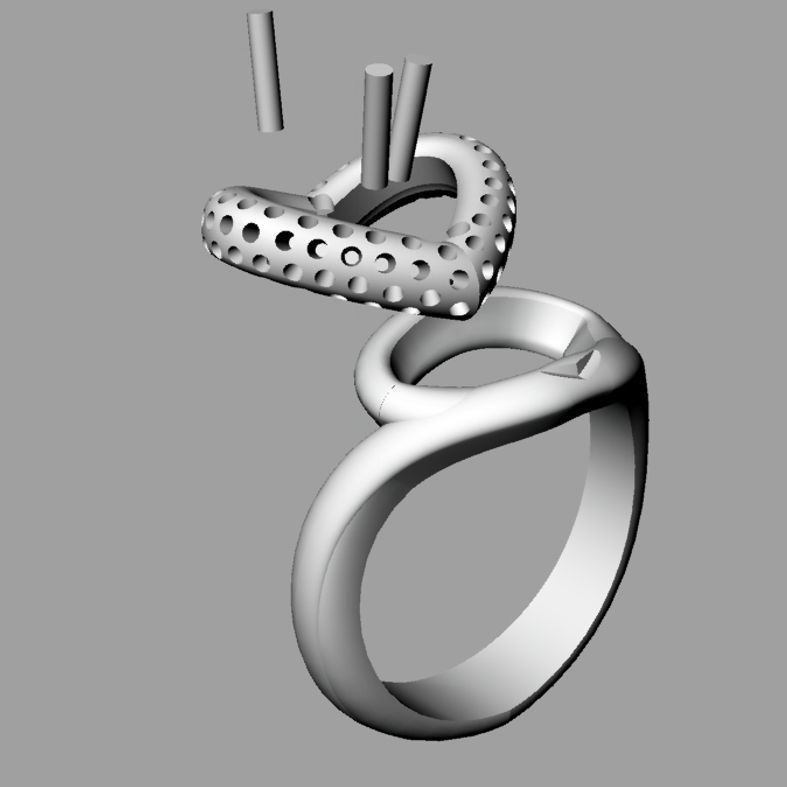 Luxury heart engagement ring 3D print model 3D print model_4
