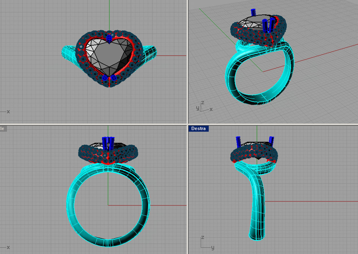 Luxury heart engagement ring 3D print model 3D print model_2
