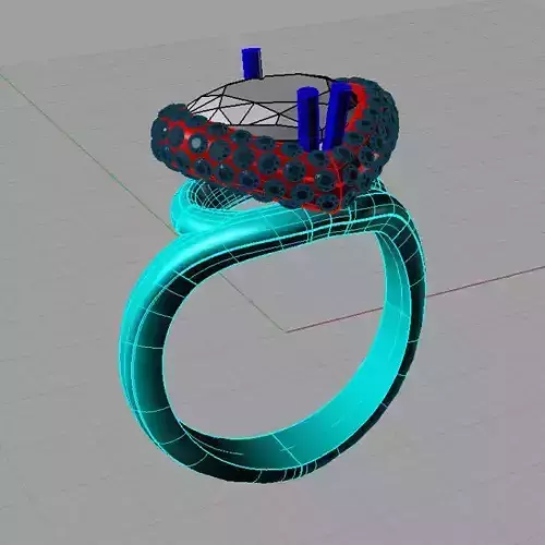 Luxury heart engagement ring 3D print model