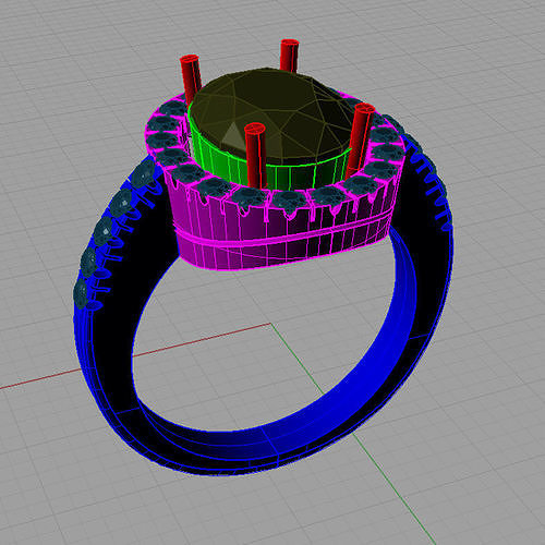 Fashion Gold Oval Diamond Ring 3D print model 3D print model