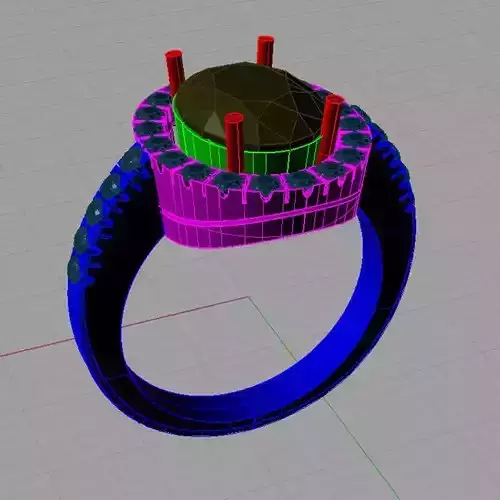 Fashion Gold Oval Diamond Ring 3D print model
